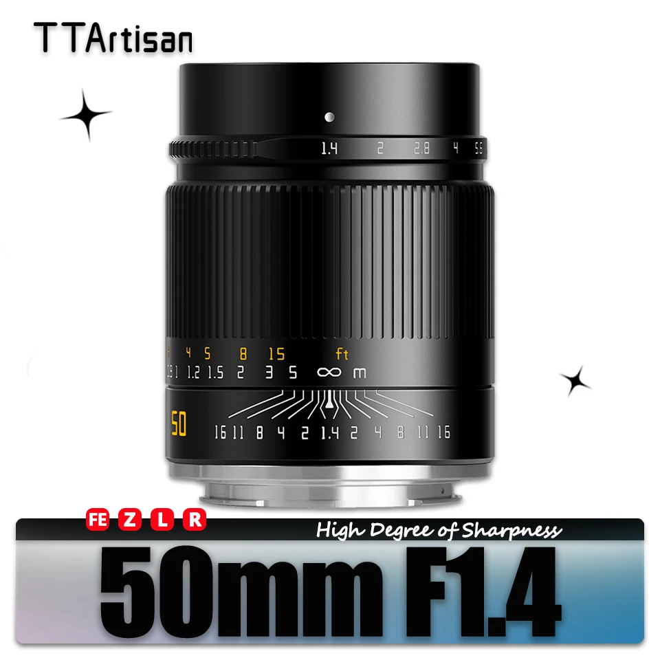 

TTArtisan 50mm F1.4 ASPH. Full Frame Large Aperture Camera Lens for Humanities Photography Nikon Z Canon RF Sony E A7III L-Mount