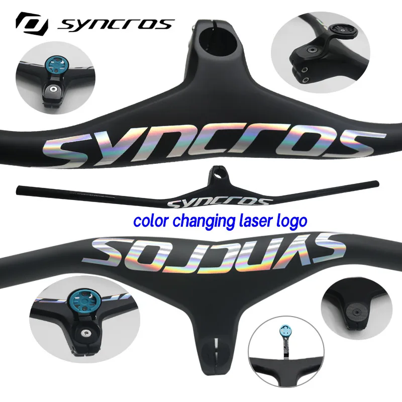 syncros carbon Handlebar Chrome Integrated bar MTB  Bike -7 ° 660-800mm 70/80/90/100mm Chameleon Logo carbon bike frame parts