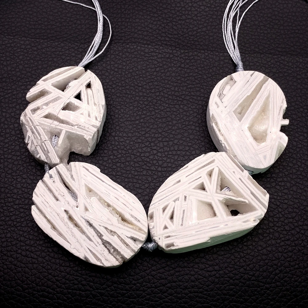 One Strand Natural Raw Tubular White Aragonite Slice Cave Formed Aragonite Crystal Slab Loose Bead Handmade Necklace Jewelry Sup