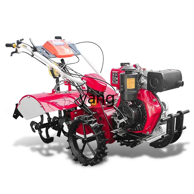 LH new four-wheel drive micro-tiller, self-propelled multi-functional rotary tiller, soil-loosening agricultural ditching