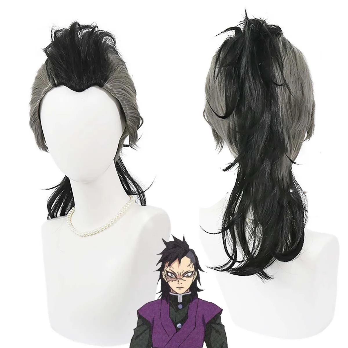 Men Anime Shinazugawa Genya Heat Resistant Synthetic Hair Wig