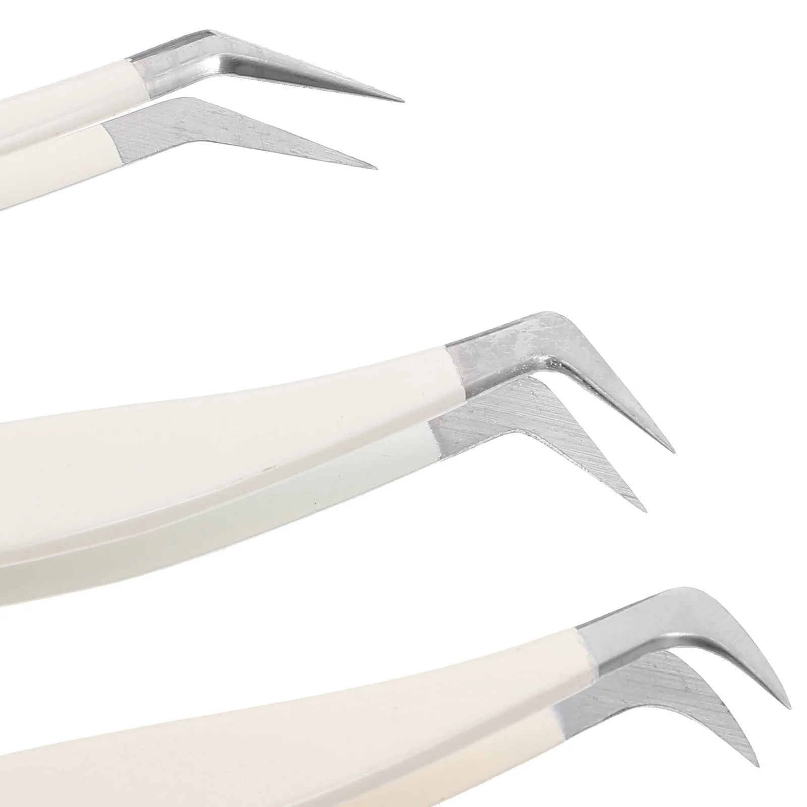 1Set False Eyelash Extension Tweezers Stainless Steel Lightweight Ergonomic Lash Applicator Tip Tool for Fake