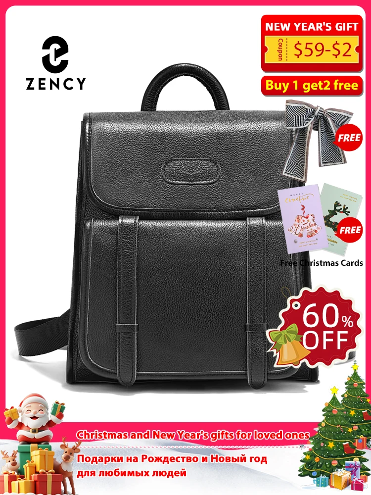 

Zency Genuine Leather Leather Backpack for Women Designer High Quality Leisure Shoulder Bag Sac A Dos Winter Knapsack 2025