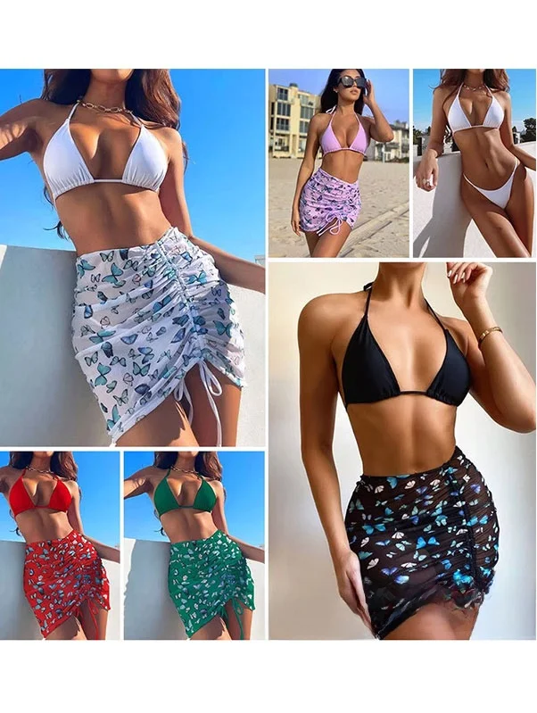

Print Tee Piece Swimsuit Bikini Women's Sportswear V Neline Polyester Material Beach And Hot Spring Ready