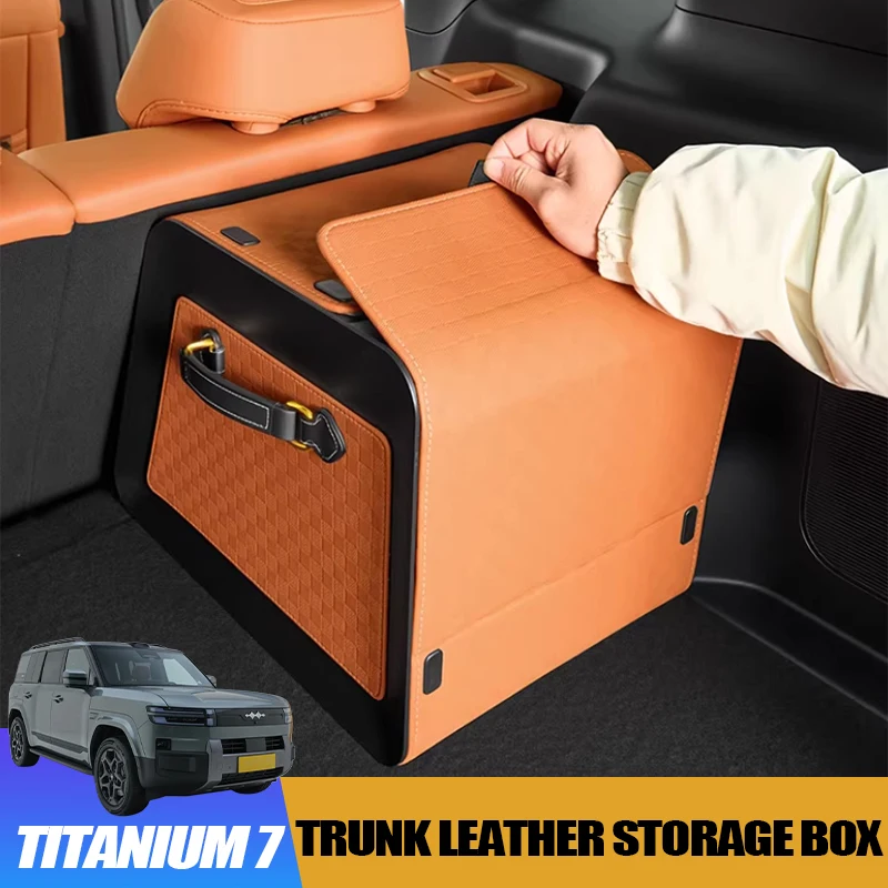 

Trunk Leather Storage Box for BYD Leopard 7 Titanium 7 Foldable Waterproof Cargo Bin Interior Outdoor Modification Accessory