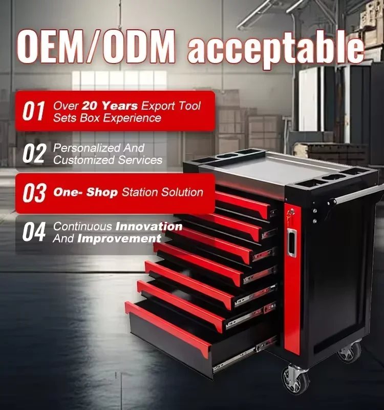 7 Drawer Tool Trolley Repair SPCC and Stainless Steel Cabinet/Chest/Box with 420 pcs Setsarage for Workshop and Home Use