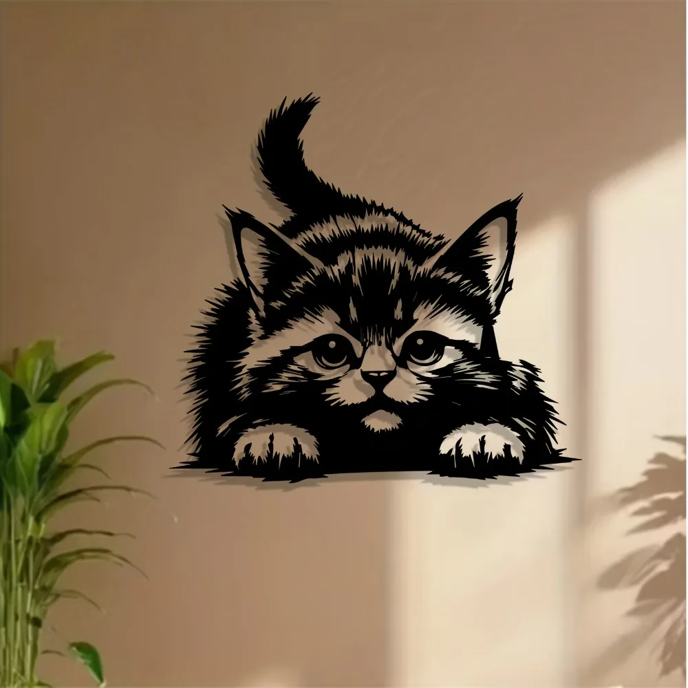 Rust-Proof Kitten Metal Wall Art, Cute 3D Statue Sculpture, New Year Easter Gift for Cat Lovers, Outdoor Garden Fence Home Wall