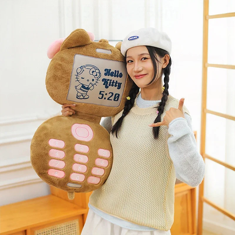 

Kawaii Plush Stuffed Doll Black Cat Flip Phone Pillow Cute Toy For Kids Birthday Present Girls Sofa Cushion Animal Plushie Decor