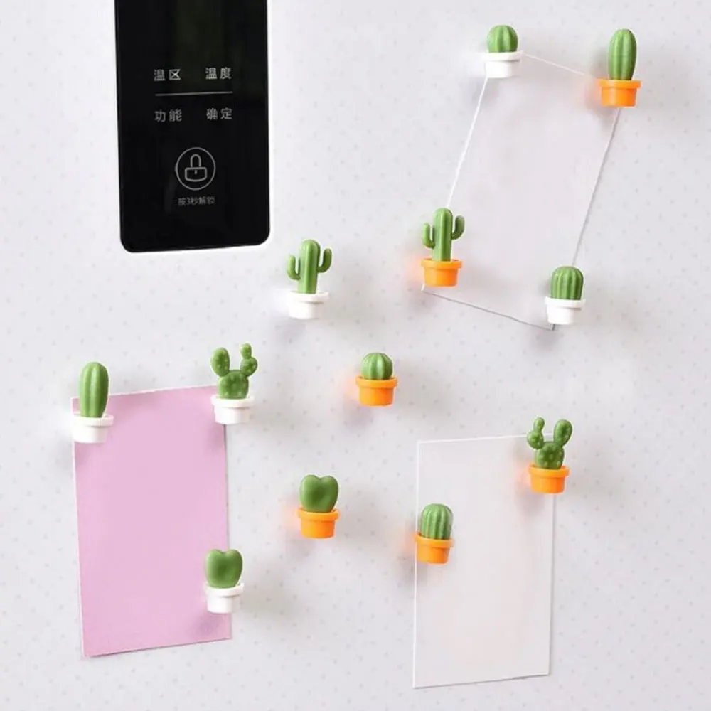 6pcs Cactus Fridge Magnet Refrigerator Magnetic Sticker Succulent Plant Message Board Sticky Note Reminder Home Decoration