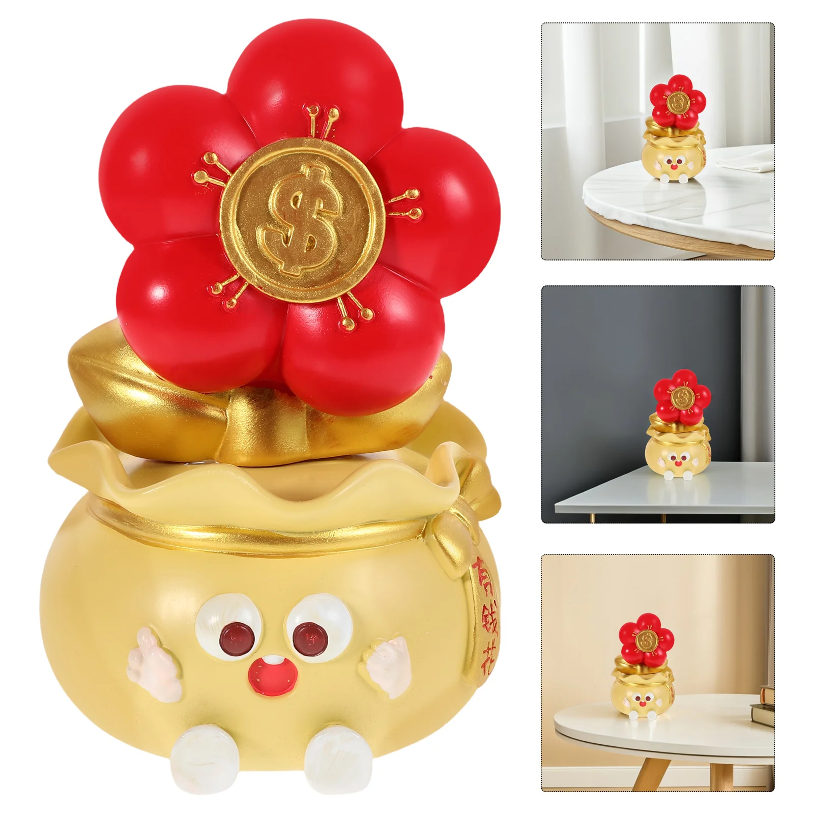 

Resin Flower Decorative Art Feng Shui Wealth Success Lucky Sculpture Home Office Desk Ornament for Living Room Decoration