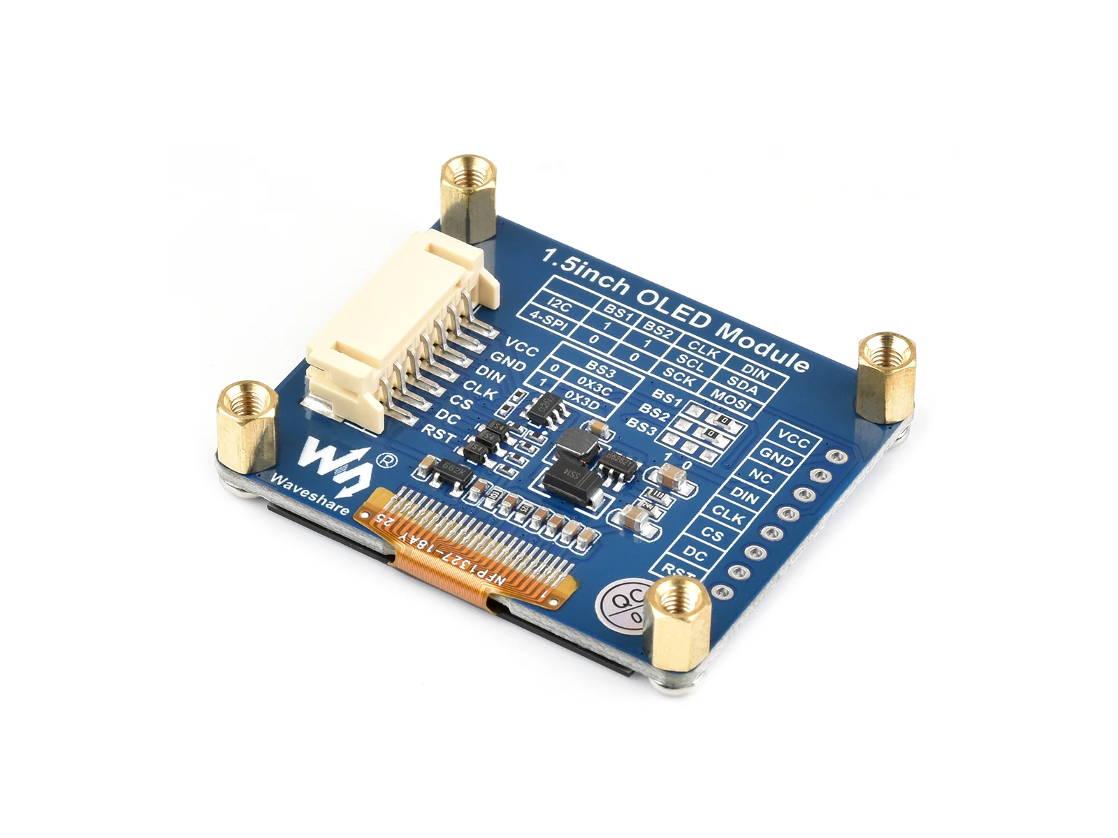 Waveshare 1.5 inch OLED Display Module 128x128 pixels 16-bit grey level SPI / I2C compatible with Arduino/Raspberry Pi/STM32