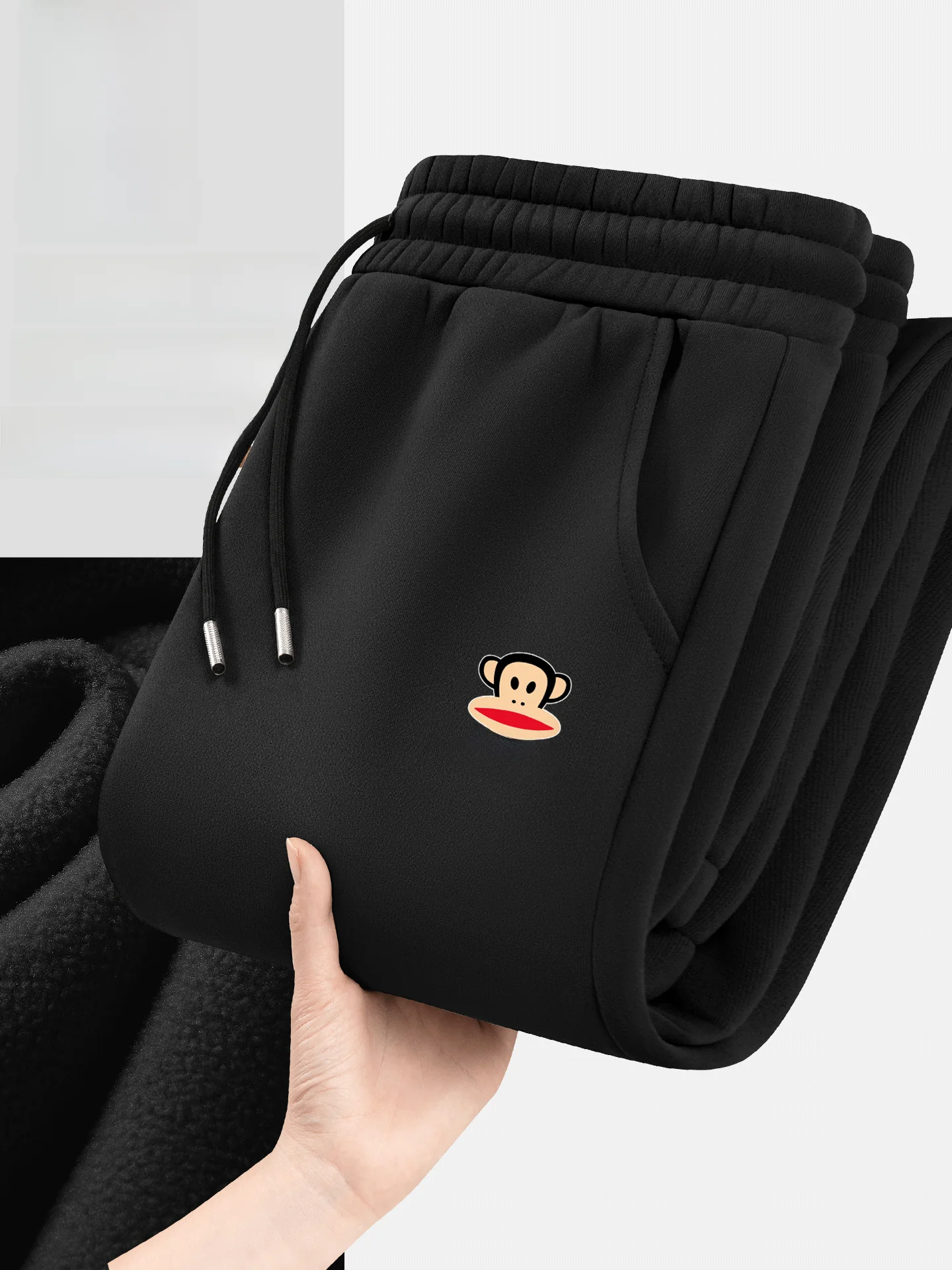 

Men's Fce Lined Cuffed Sweatpants American Sle Winter Warm Thi Casual Trousers Youth ular Straight Leg