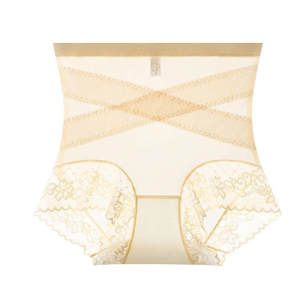 

High Waist Thin Lace Panties Belly Contracting Shapewear Postpartum Body Shaper Seamless Mulberry Silk Crotch Slimming Shapers
