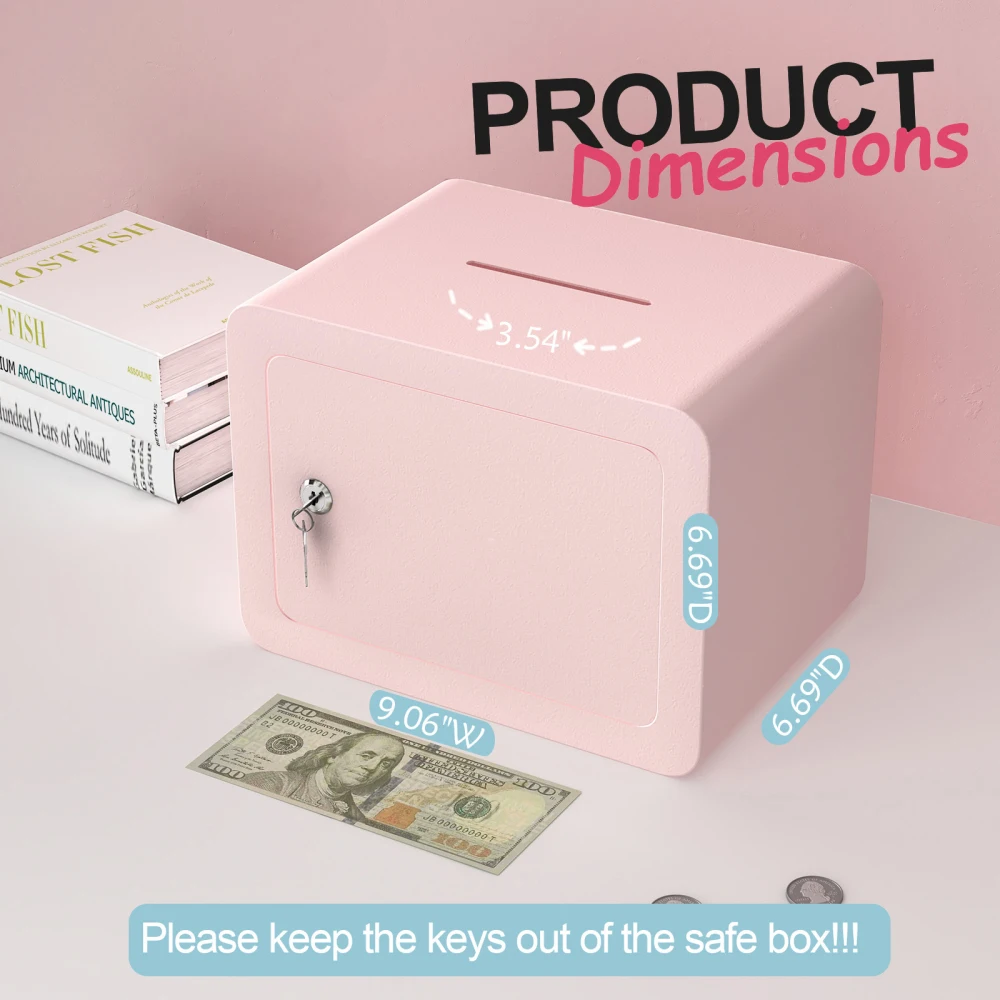 Secure Safe with Key & Password: 0.23 Cubic Ft Small Home Safe for Money, Docs & Valuables