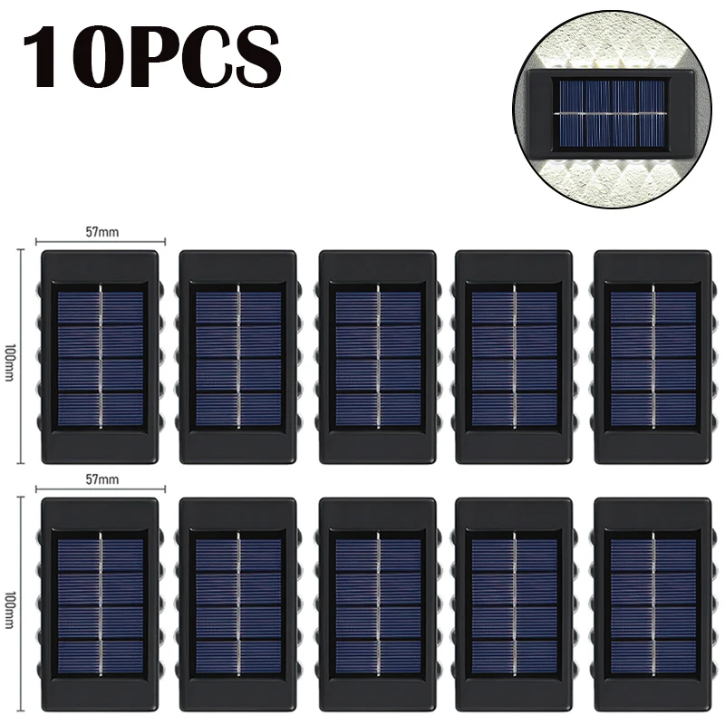 10-LED-wandlamp op zonne-energie Buiten waterdicht op zonne-energie Licht omhoog en omlaag verlichten huis tuin veranda tuindecoratie