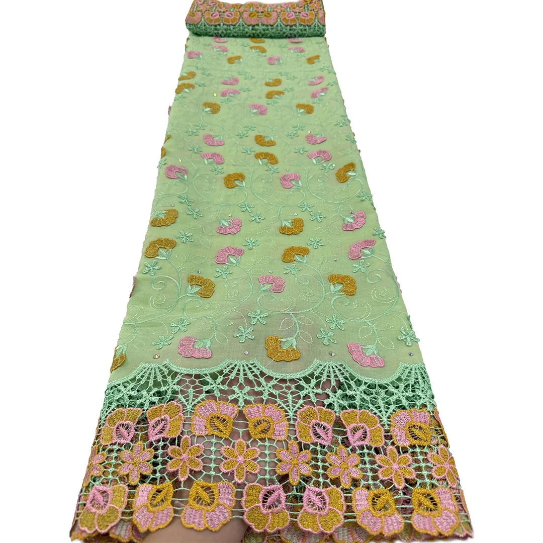 2026Latest Swiss Voile Lace 3D Flower Applique African Embroidered Lace Cotton Fabric Super Quality Wedding Garment Sewing Cloth