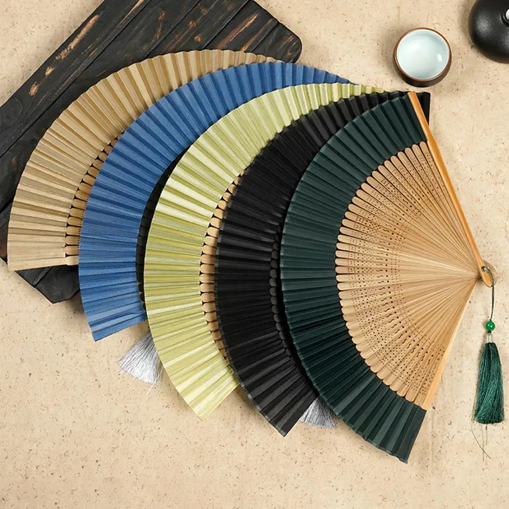 Handmade Fan Chinese Vintage Style Folding Fan with Tassel Hollow Out Design Elegant Photo Prop Party Decoration for Classical