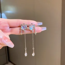 Pendientes colgantes de borla de estrella de cristal Punk Vintage para mujer, pendiente de corazón de Diseño de Moda de personalidad, joyería de fiesta, regalo Y2k