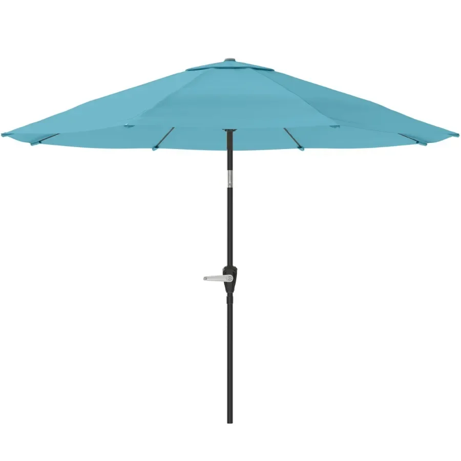 

10FT Patio Umbrella with Auto Tilt and Vented Canopy for outdoor use, polyester fabric, blue color, easy tilt mechanism and air