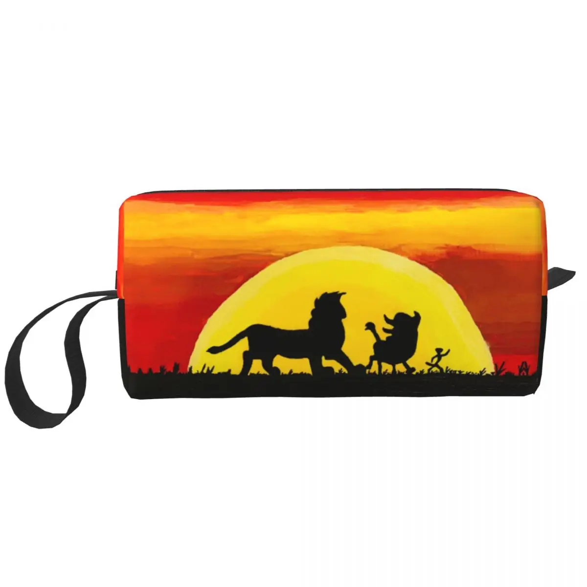 Custom The Lion King Painting At Sunset Toiletry Bag Women Anime Film Hakuna Matata Makeup Ladies Beauty Storage Dopp Kit Case