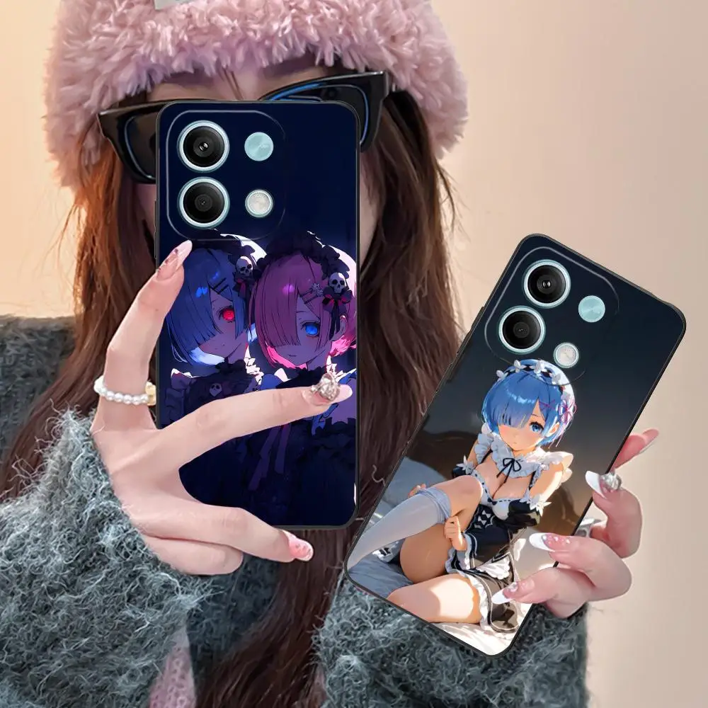 

Чехол для телефона REM RAM Emilia Waifu для POCO M6 M5 M4 M3 X7 X6 X5 X4 X3 F6 F5 F4 Pro GT 5G с цветным принтом, роскошный чехол для смартфона