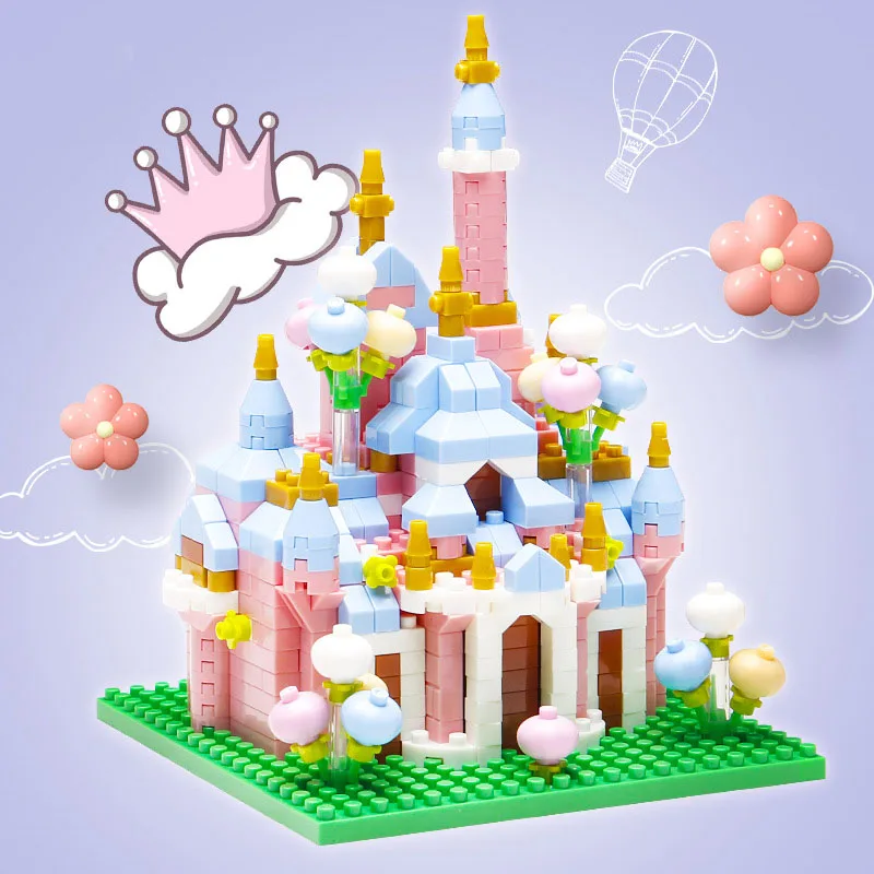 Creative Fairy Tale Build Brick Micro Diamond Block World Famous City Fairyland Mini Princess Castle Nanobricks Educational Toys