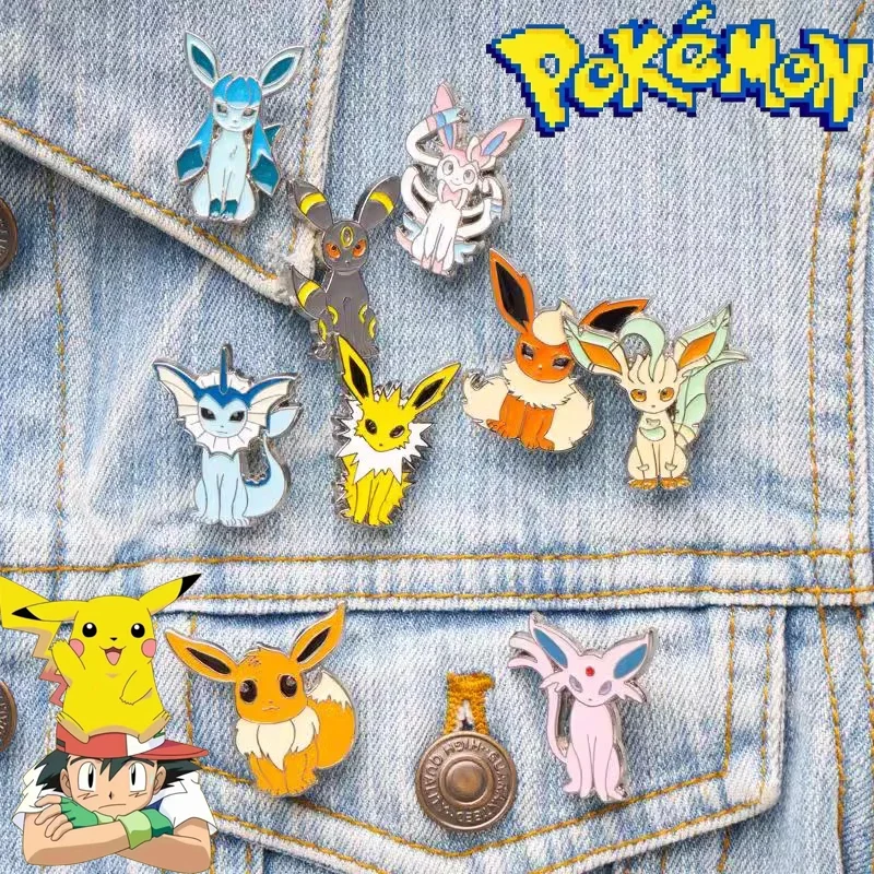 

New Fashion Trend Pokémoned Series Eevee Cute Backpack Clothing Cartoon Delicate Enamel Pin Badge Anime Character Metal Brooch