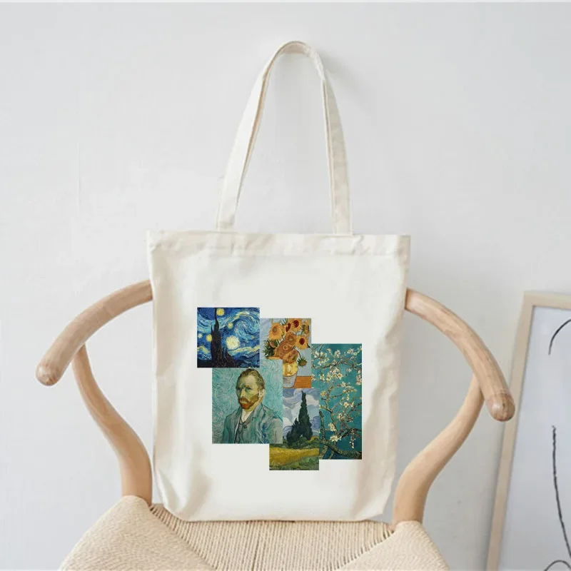 New Van Gogh Oil Painting Canvas Tote Bag Retro Art Fashion Travel Bag Women Eco Shopping Bag High Quality Foldable Handbag