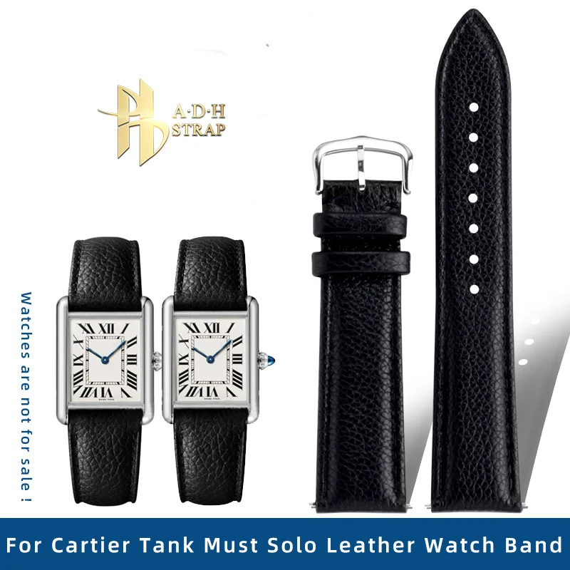 For Cartier Tank Must London Solo Genuine Leather Watch Strap Quick Disassembly Cow Band Folding Pin Buckle 16 17 19 20 22 23mm