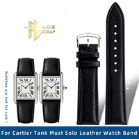 For Cartier Tank Must London Solo Genuine Leather Watch Strap Quick Disassembly Cow  Band Folding Pin Buckle 16 17 19 20 22 23mm