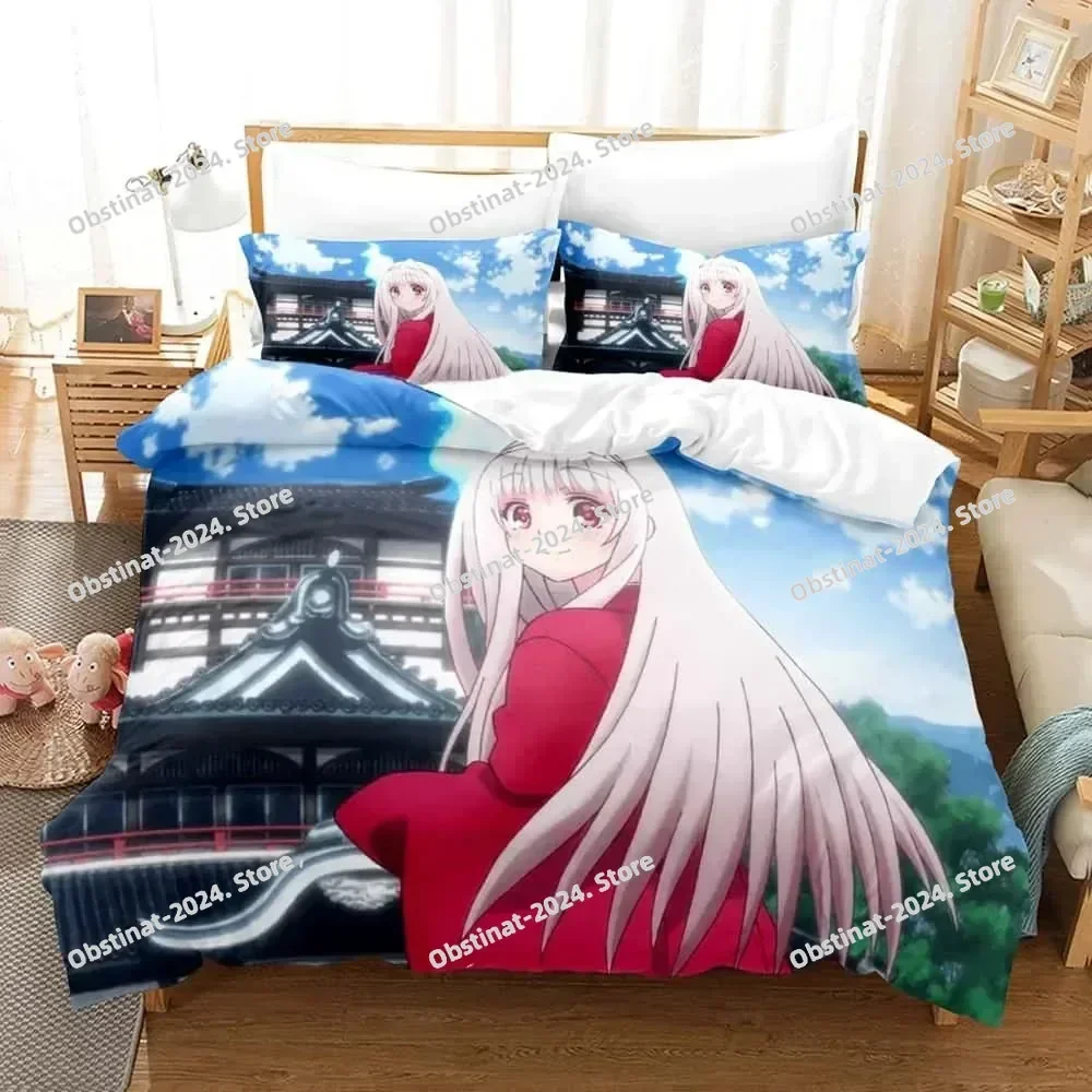 3D Anime Yuragi-sou No Yuuna-san Bedding Set Print With Pillowcase Duvet Cover Soft Single Double Queen Super King Size Bedroom