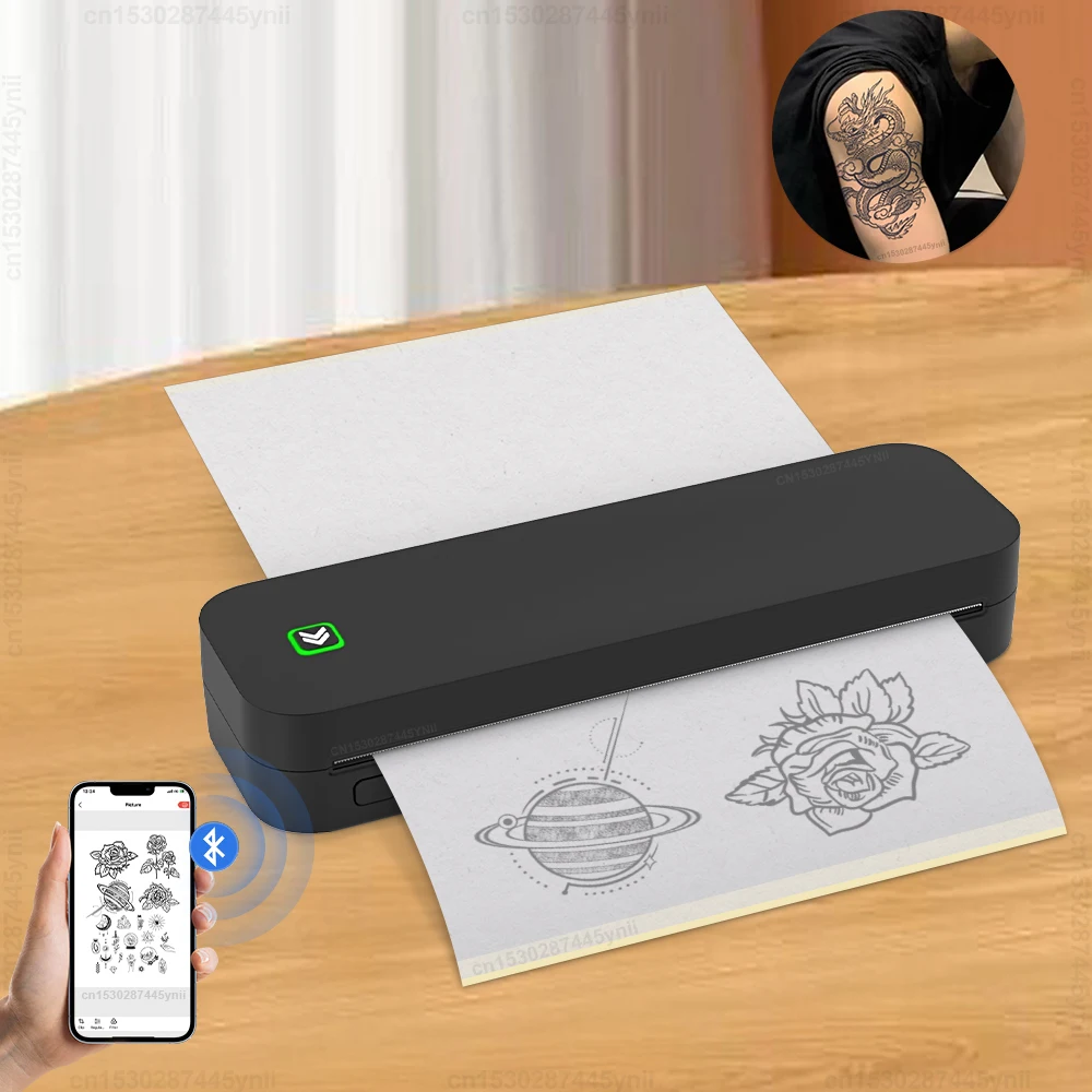 Inkless A4 Portable Thermal Printer Wireless Tattoo Stencil Printer Bluetooth PDF Photo Document Machine Memo Note Tattoo Print