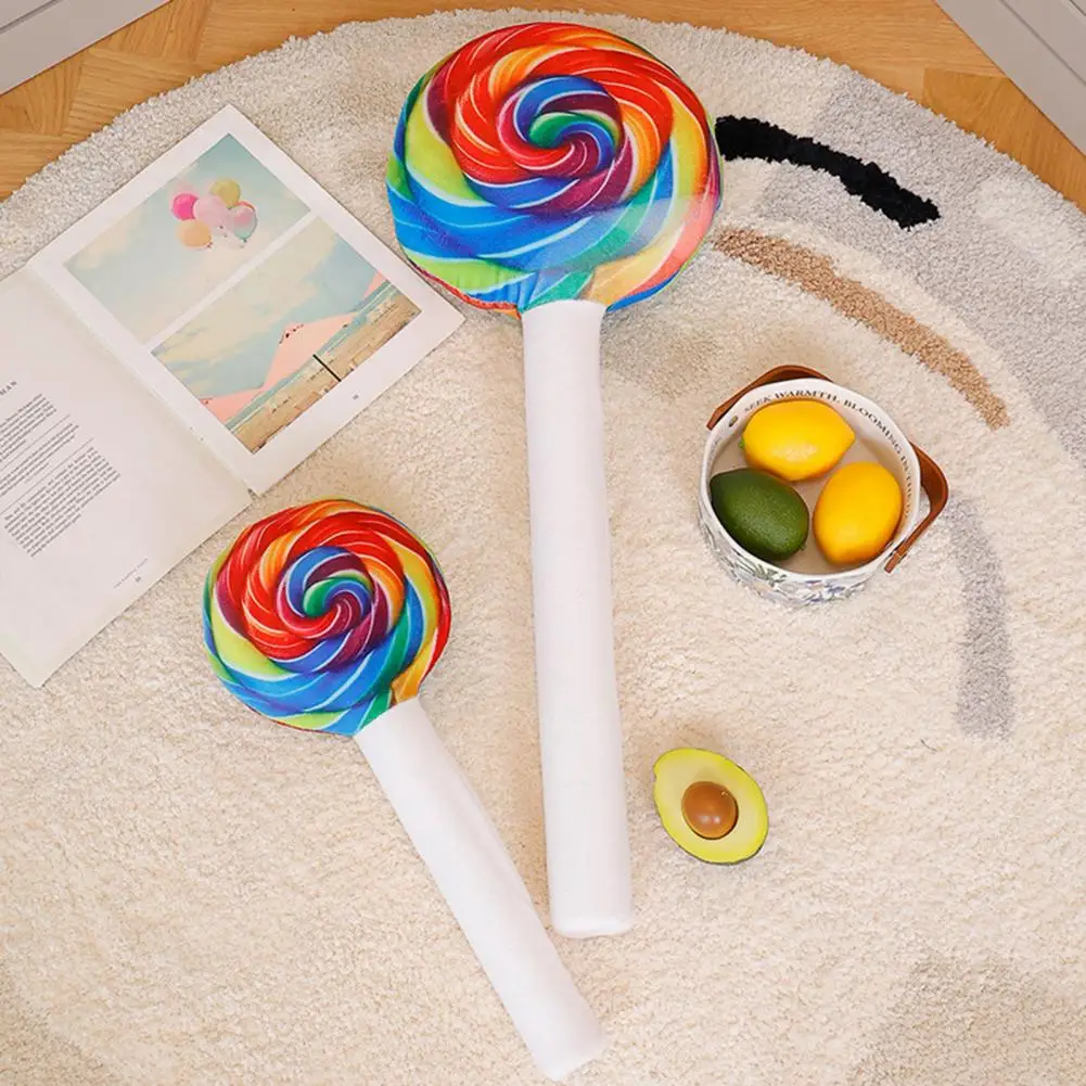 Lollipop Plush Doll Soft Skin-friendly Toy Candy Lollipop Plush Pillow Set Soft Stuffed Plushie Cute Throw Cushion for Sofa