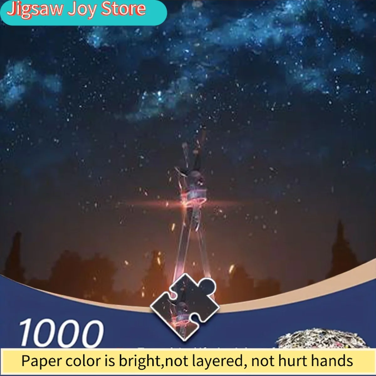 

Набор из 1000 деталей: светящийся пазл для взрослых «Звездное небо с силуэтами деревьев», портативная картонная настольная игра для обучения