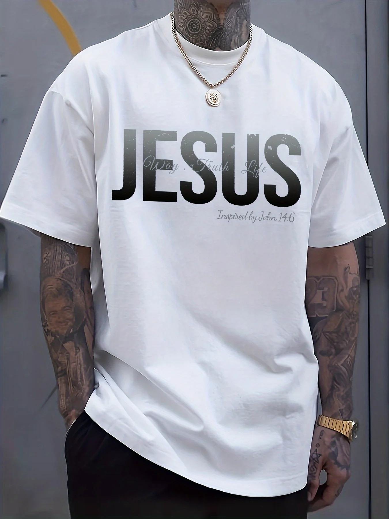 Religieuze T-shirts voor mannen Jesus Way Truth Life Inspirerend Christelijk