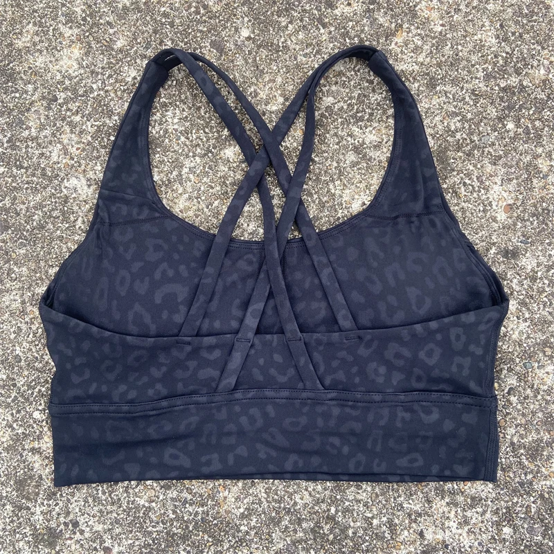 Sports Top Bra Cross Straps Gym Workout Top Yoga Vest Women High Impact Fitness Bralette Push Up Running Tight Padded Underwear