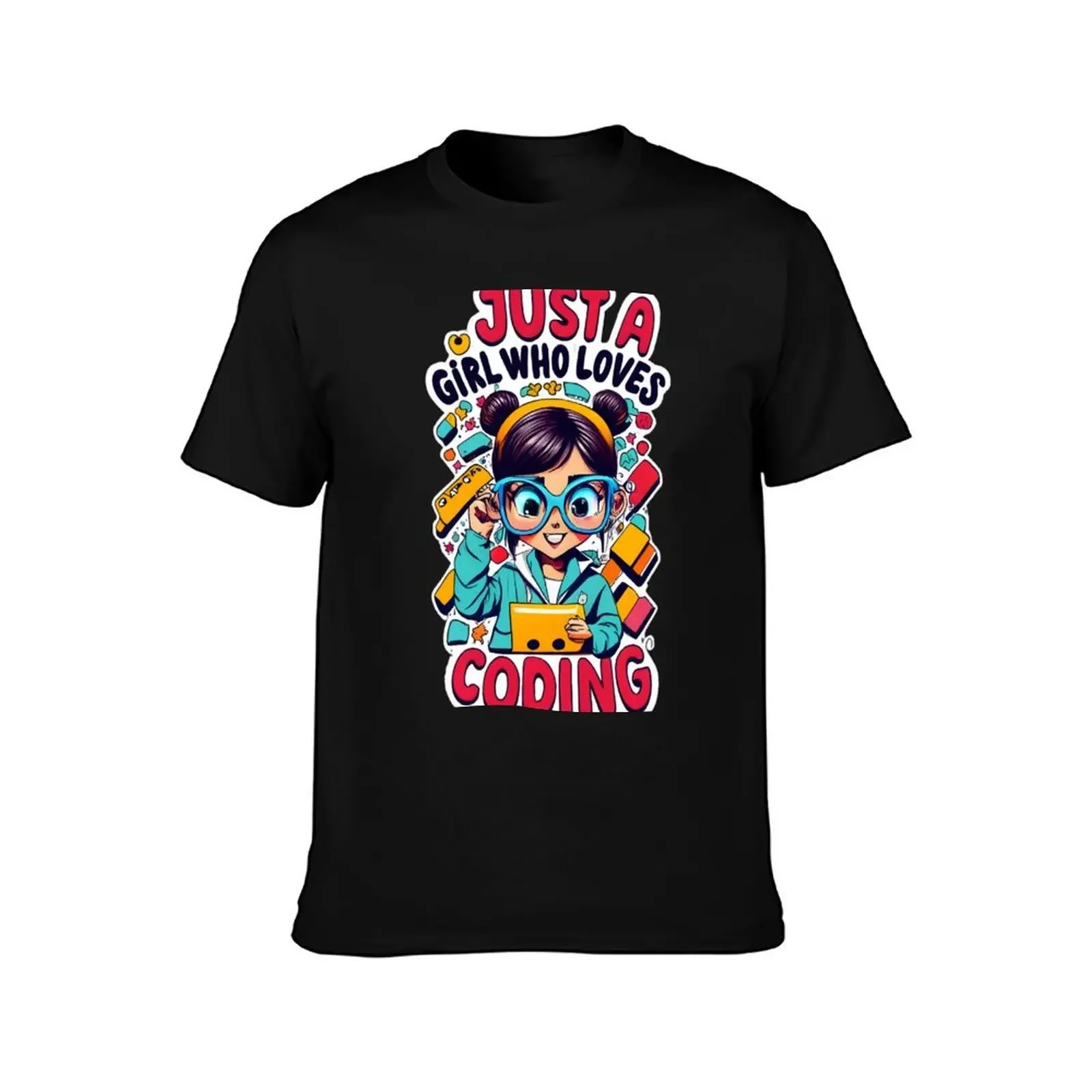 just a girl who loves coding T-Shirt anime clothes customs boys whites clothes for men