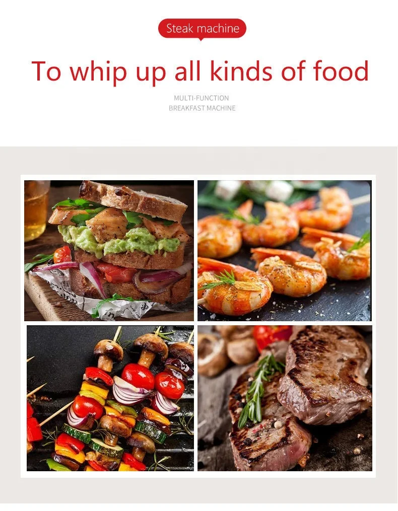 Macchina per friggere e arrostire bistecche 180 °   Controllo della temperatura del bistecca del hamburger della piastra di griglia multifunzionale a pressatura piatta