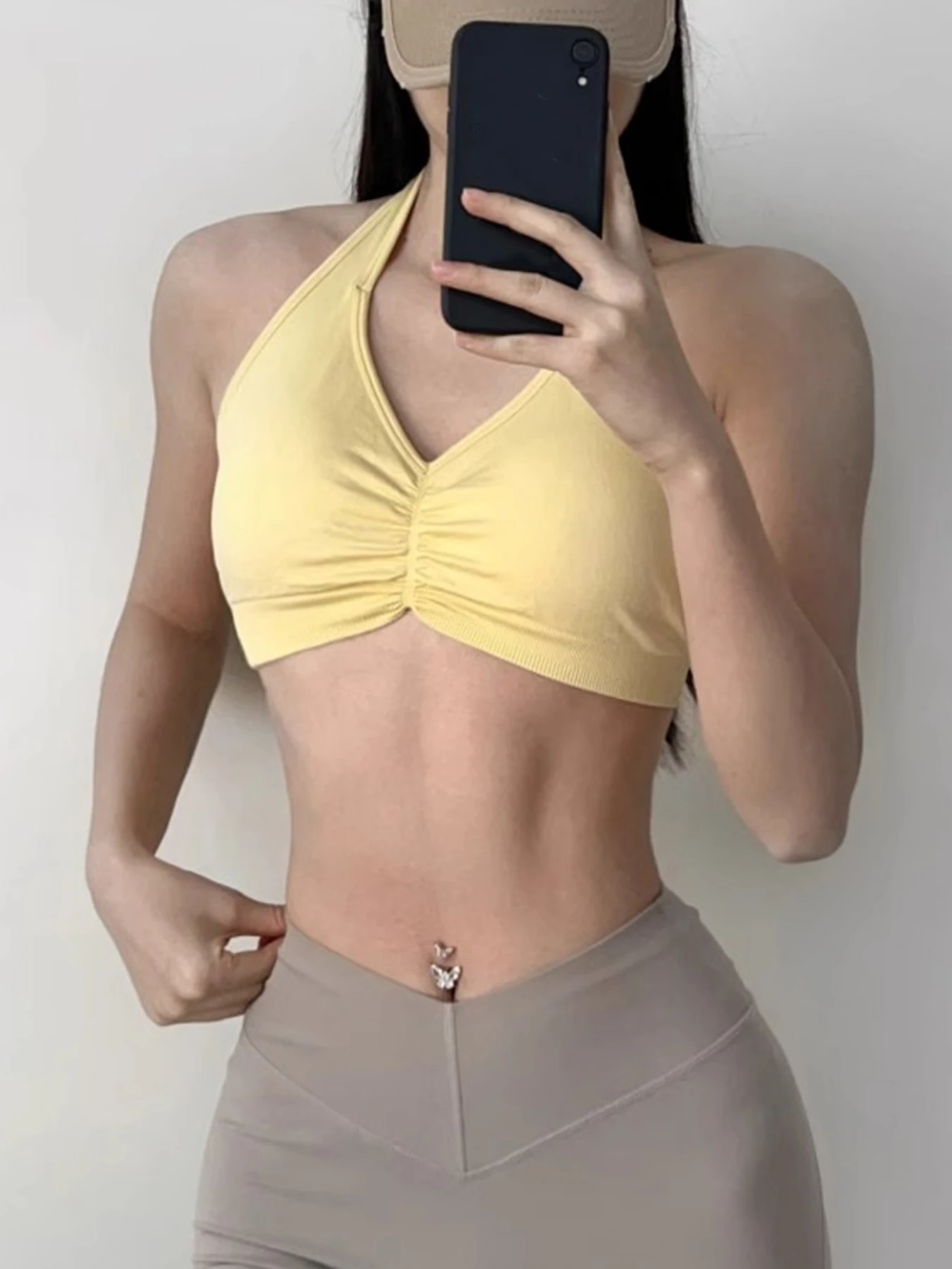 Women's T-Back Adjustable Strap Yoga Halter Sports Bra - Quick-Dry, Breathable, Shockproof Gym Tank Top image 2