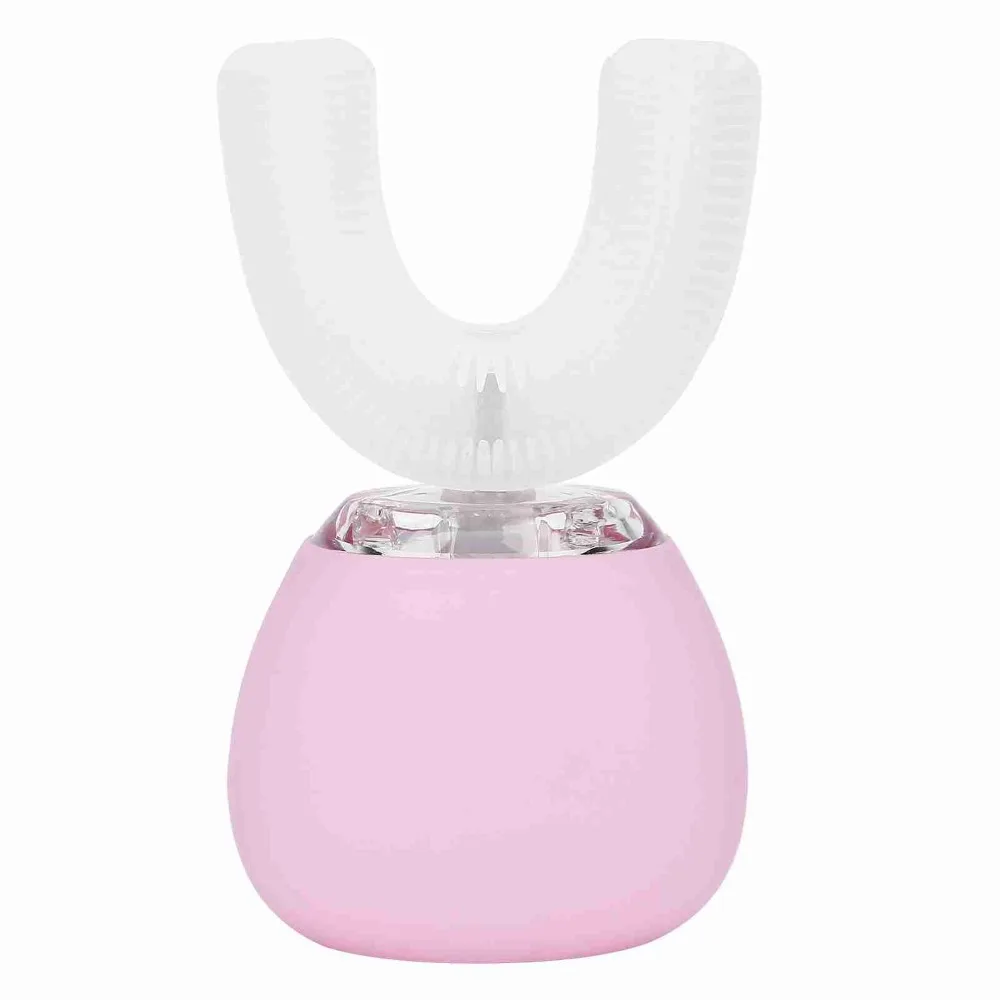 Smart Pink Electric Toothbrush USB Rechargeable Automatic U Shape Toothbrush 360 Degree Rotation Brightening Toothbrush Home Use