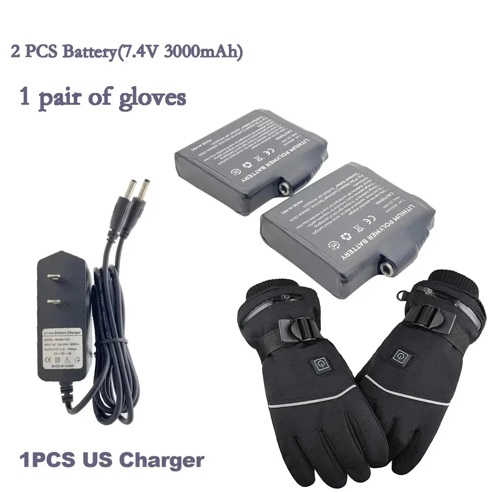 Winter heating gloves 7.4V 3000mAh lithium polymer battery pack for keeping warm socks, clothes, hats, outdoor sports gloves