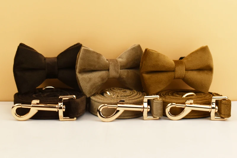 Luxuriöses Personalisiertes Hundehalsband-Geschirr-Leine-Set, Maßgefertigtes Logo Abnehmbares Hundehalsband mit Fliege, Hundehalsband-Leine DIY – Detail 9
