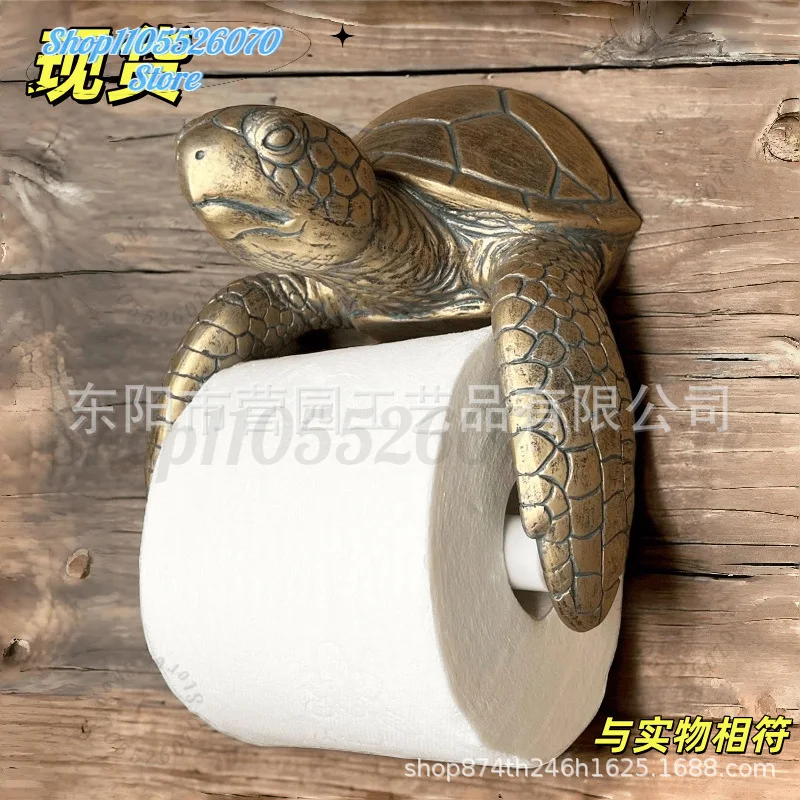 

3D Sea Turtle Wall Mount Toilet Roll Holder, Resin Ocean Animal Bathroom Tissue Holder, Coastal Beach Style Bathroom Wall Decor
