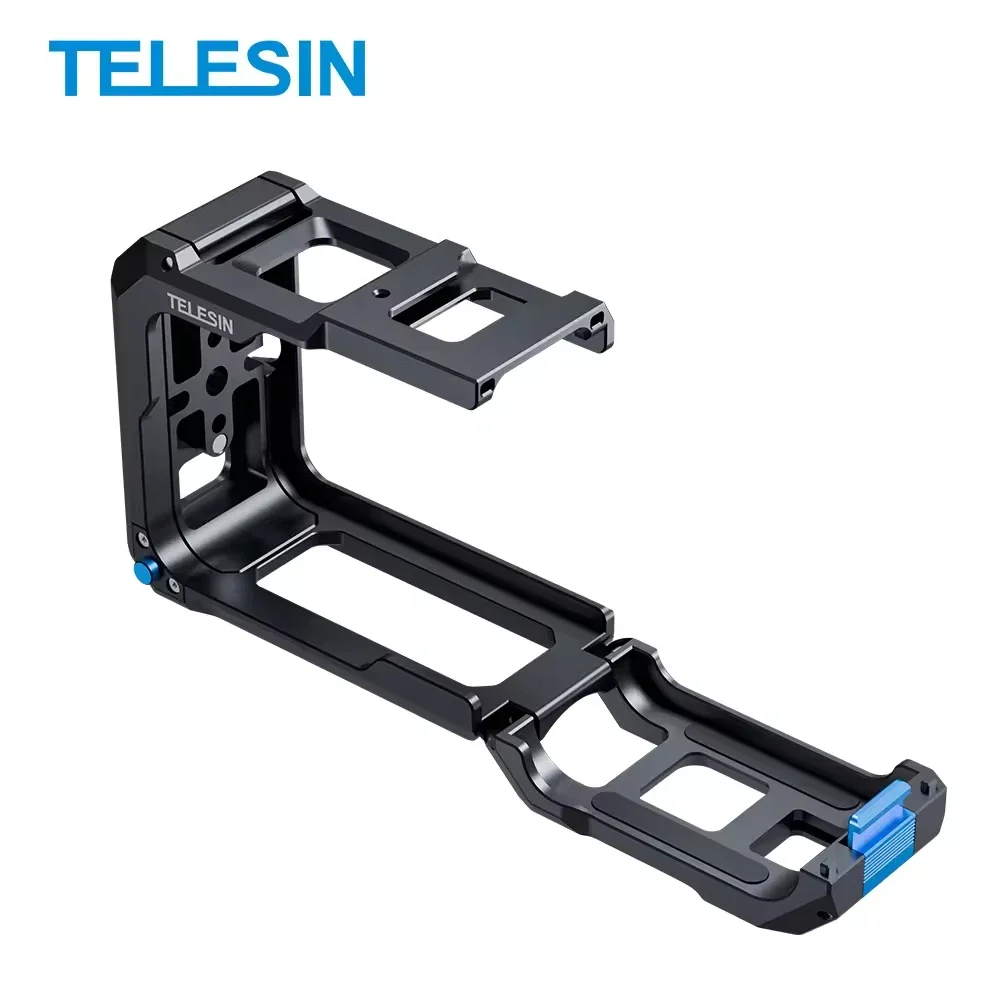 

Алюминиевая металлическая клетка TELESIN для GoPro Hero 13/12/11/10/9 — крепление для холодного башмака и боковой переключатель аккумулятора