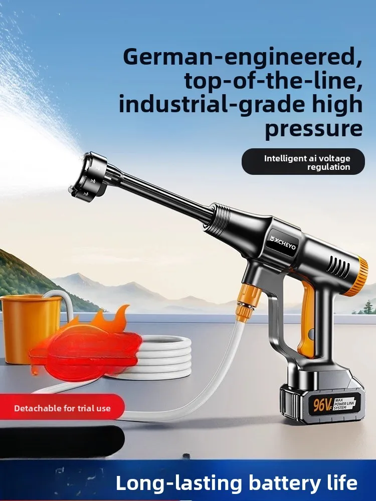 2025 آلة غسل سيارات لاسلكية كهربائية جديدة مع مسدس مياه عالي الضغط للاستخدام المنزلي جهاز تنظيف قابل لإعادة الشحن مع وظيفة تعزيز
