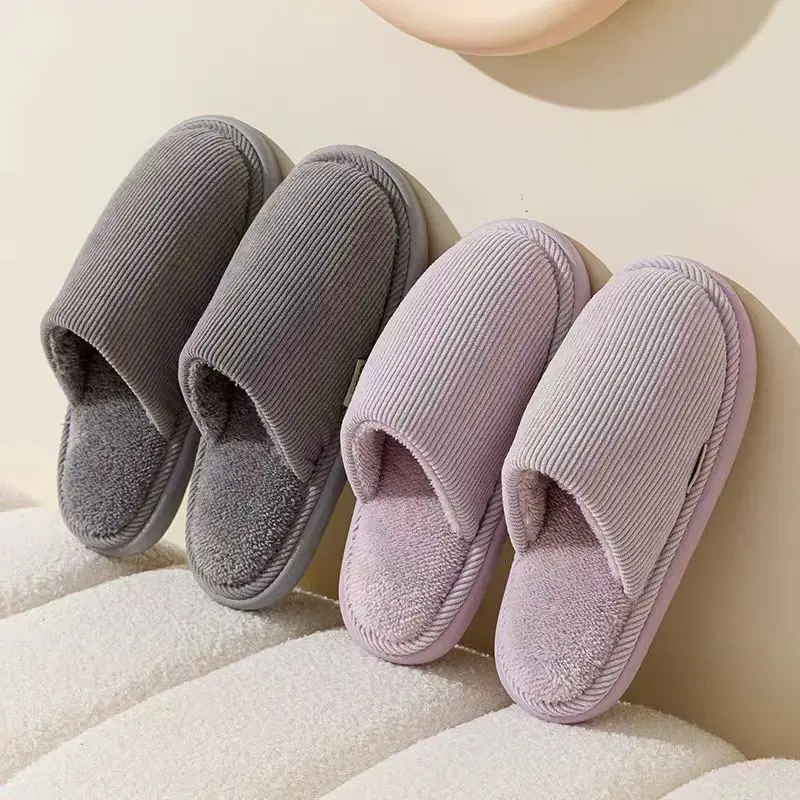 Winter Warm Slippers Women House Couples Non-Slip Soft Cotton Shoes Thick Sole Comfortable Flats Men Bedroom Plush Slipper