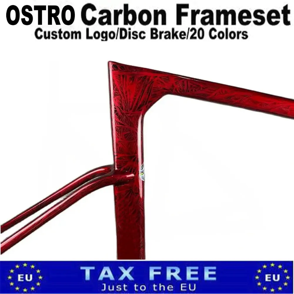 Ostro Road Bicycle Carbon Frame, Ice Crack, Red, Glossy, Matte, DI2