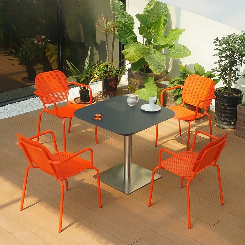 

Outdoor courtyard garden casual wrought iron coffee table chair waterproof and rust-proof table and chair combination furniture