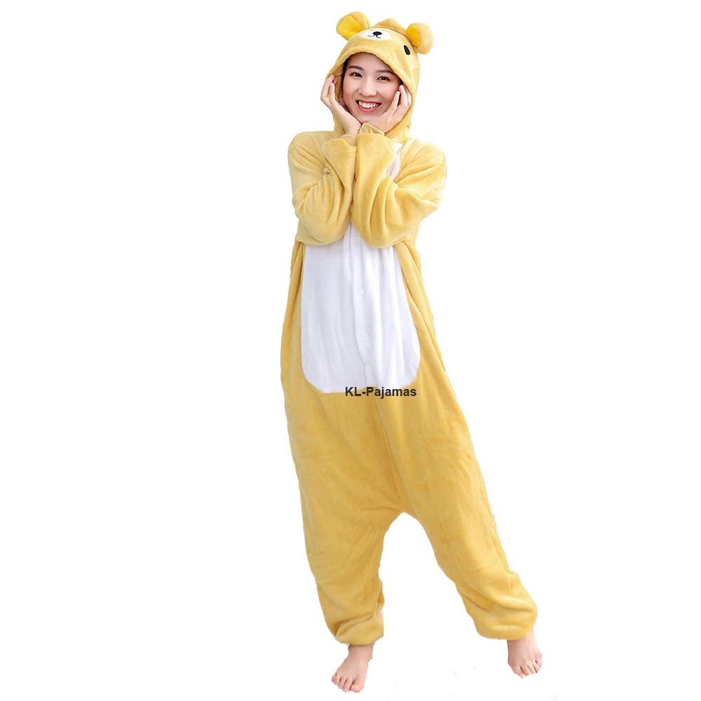 Bear Onesie Women Men Unisex Kigurumi Animal Cosplay Pajamas Cartoon Sleepwear Festival Homewear Winter Warm Overalls Pijamas