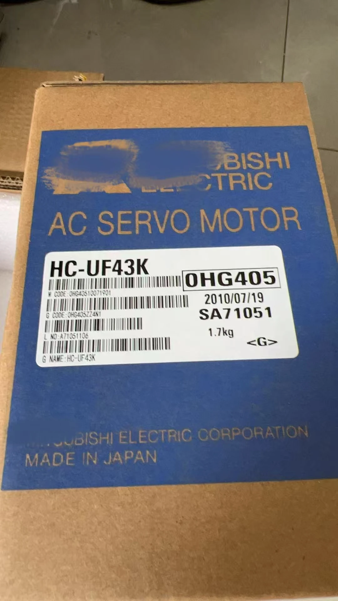 

HC-UFS43K New Servo motor